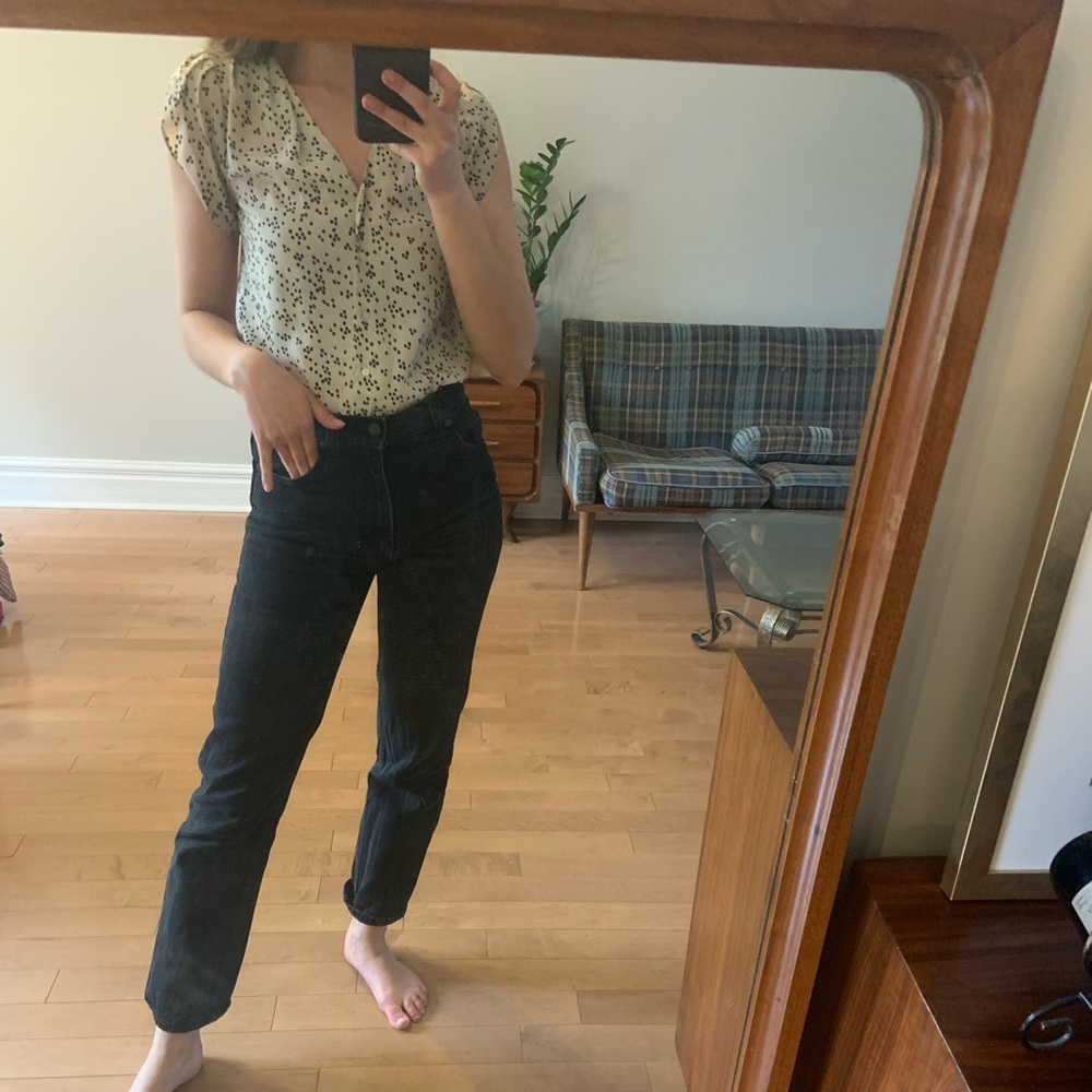 Polka dot button down blouse